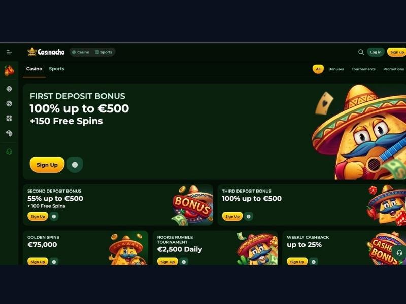 Registro y primer acceso al panel en Casinacho Casino Nacho Casino para España